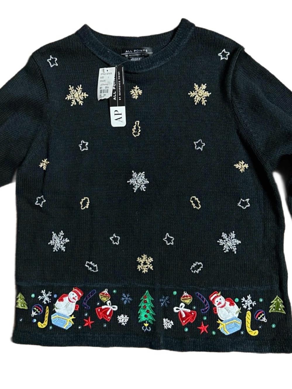 All Points • Large • Christmas Theme • Embroidery/ Sequins •Multi-Colors Sweater